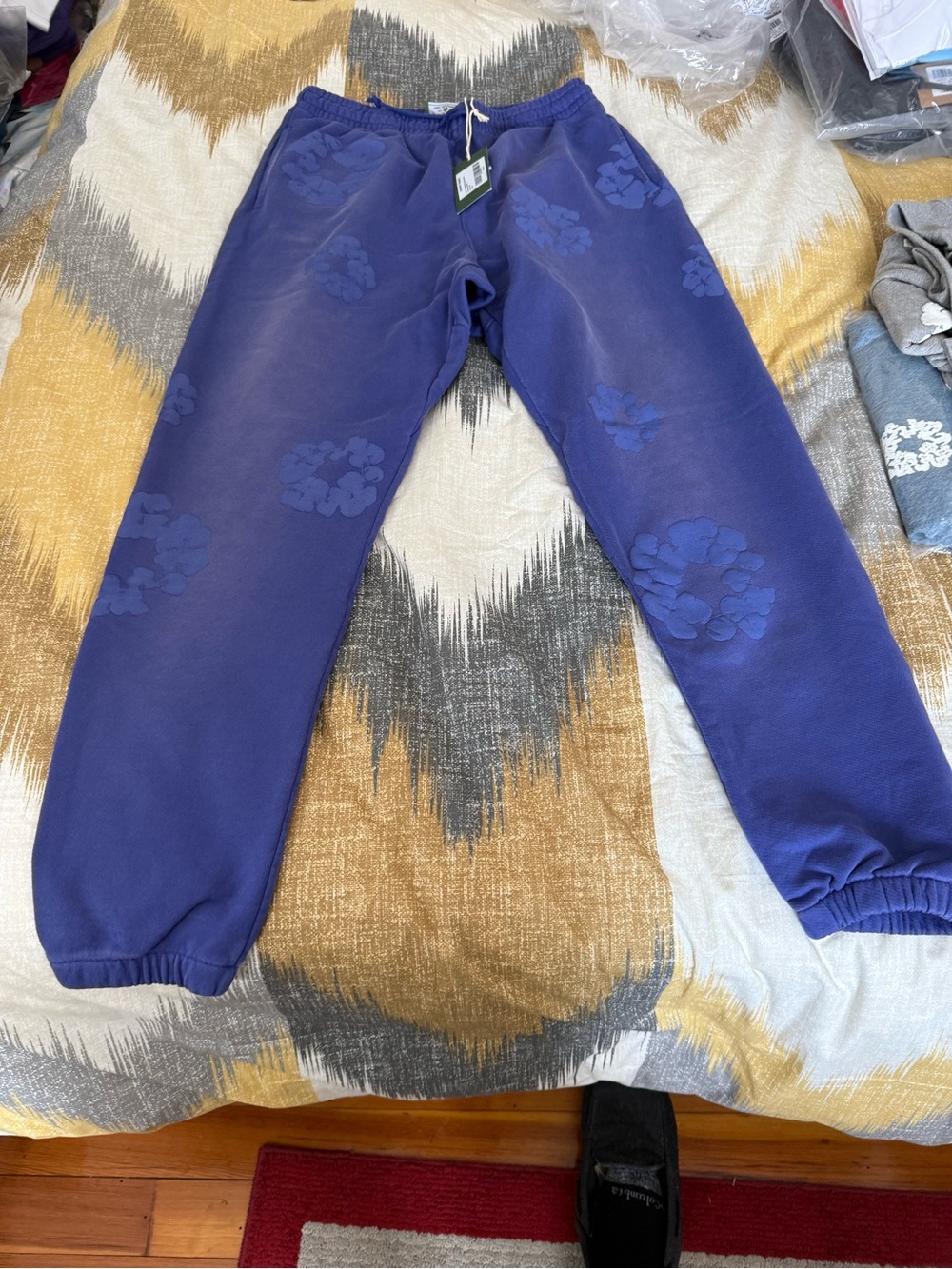Denim Tears Mono Wreath Cloud-Print Purple (Navy) Jogger Sweatpants Size M